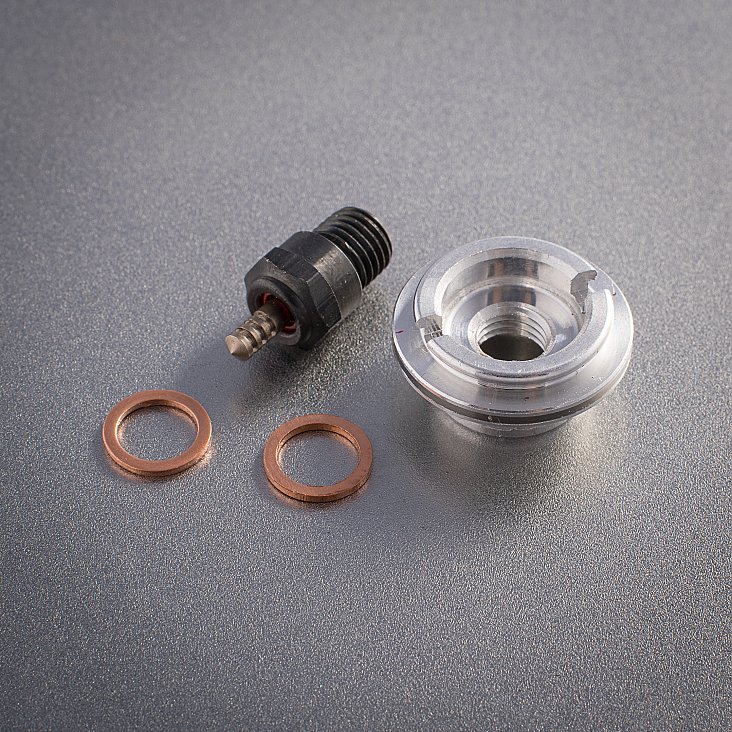 Cox 049 glow plug adapter with plug top end cox international